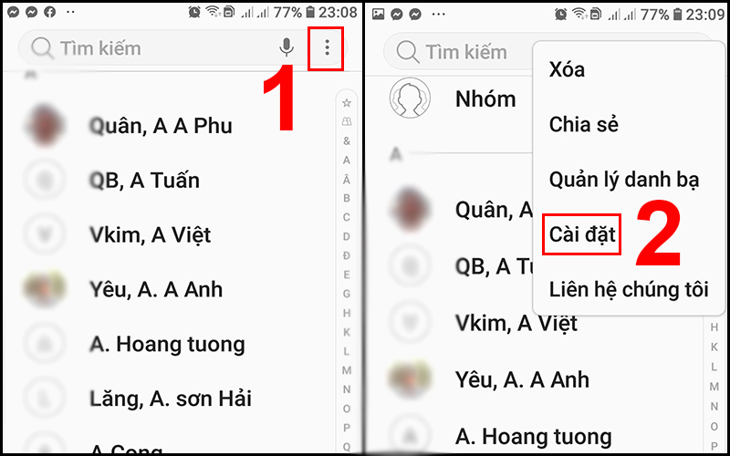 Mở mục C&agrave;i đặt để chỉnh sửa hiển thị 